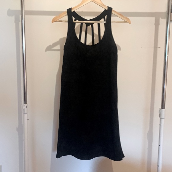 Vintage Suede Black Dress - Picture 1 of 2